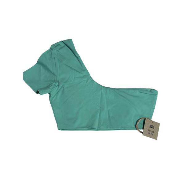 NWT‎ Toast Signature One Shoulder Crop Top, Ming Green, Size S - Picture 1 of 4